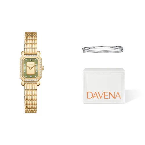 DAVENA Кварцевый механизм Женские часы серии Free Time 17мм*28мм*7мм Золото