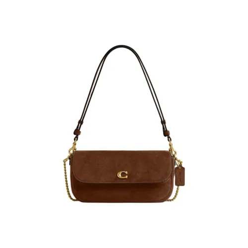 COACH Сумка из коровьей кожи сумка-багет сумка через плечо плечевая сумка среднего размера женская теплый коричневый