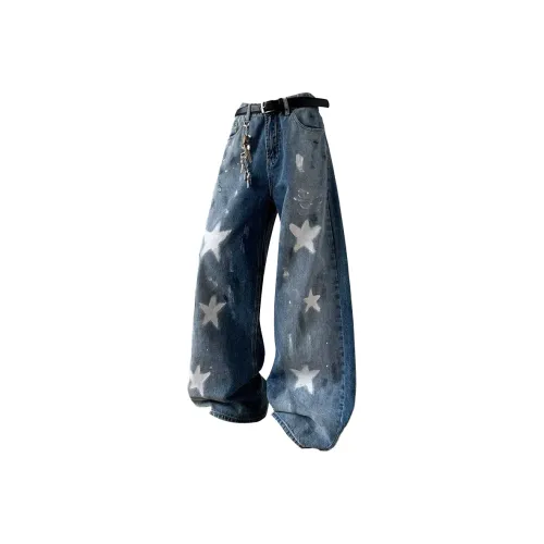 GONGFUSHE Blue Unisex Jeans GONGFUSHE Синий Унисекс Джинсы