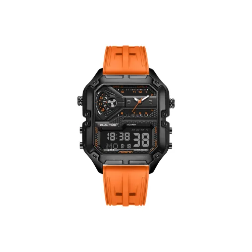 SVJ Liquid Crystal Analog Dual Display Series Кварцевый механизм Силиконовый ремешок Часы Мужские Черный циферблат