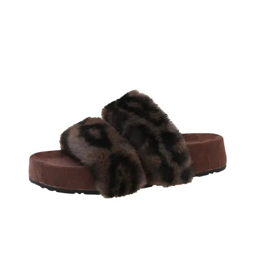 WUJI Резина Платформа Леопардовый Печатный Тапочки Женские