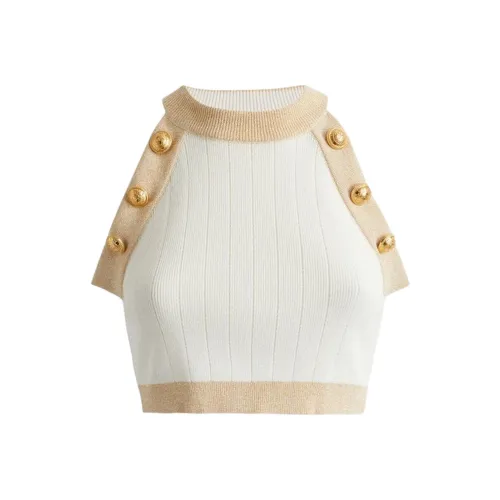 BALMAIN FW22 Топ на бретелях Женский Белый
