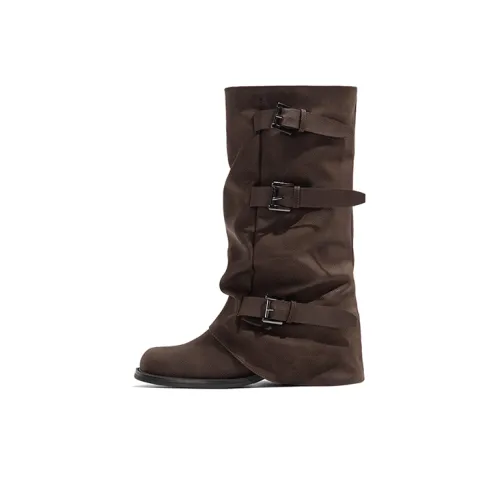 HEIPA Эксклюзивный дизайн для похудения предосенний горячая девушка ботинки Stacked высокие сапоги женские коричневый