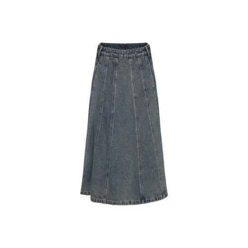 URBAN REVIVO Деним Длинная Юбка Женская Синяя