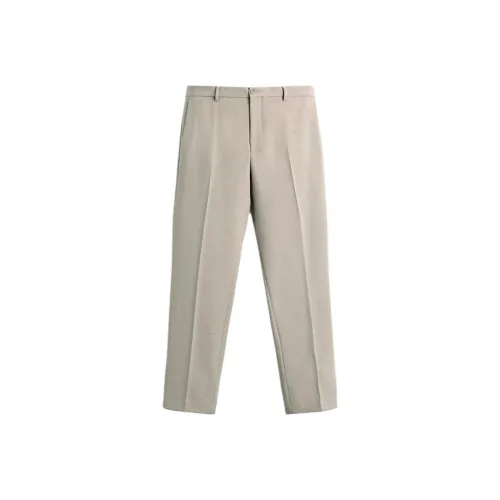 ZARA Песочный Зебра с принтом Мужские костюмные брюки