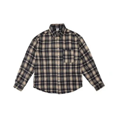 OWSTORE Синий Хаки Клетка Унисекс Рубашки