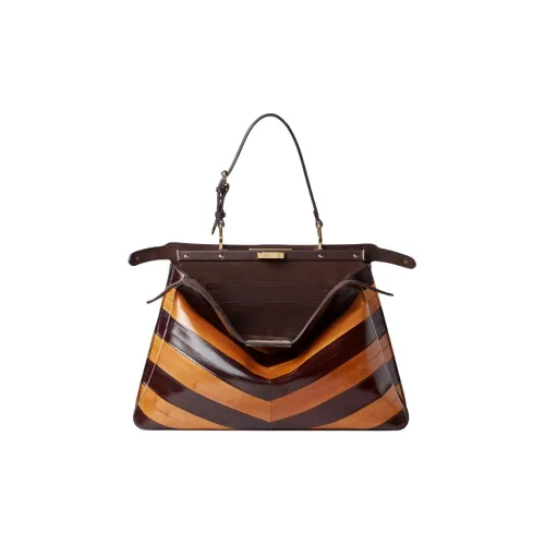 FENDI Peekaboo Замшевая сумка большая женская коричневая