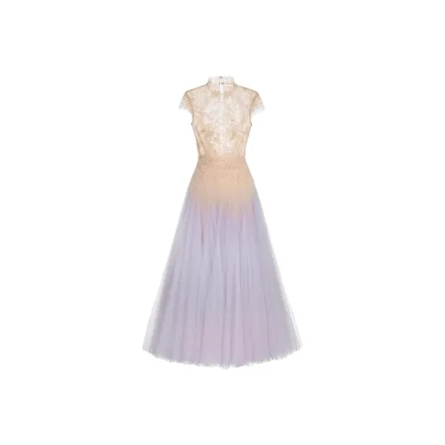 MONTSAND FW25 Омбрэ Платье с Вырезами и Кружевом Короткий Рукав Женское