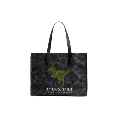 COACH Rexy Ткань Тоут Сумка Сумка для покупок Сумка на плечо Большая Женская Colorful Угольно-серый