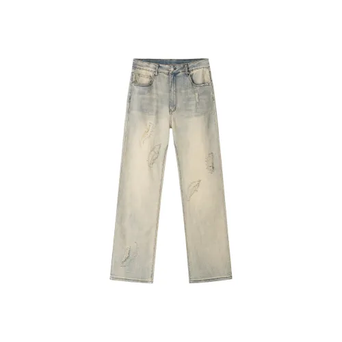 PILOTDRAGON P D 24FW Джинсы Унисекс Желтый Грязь