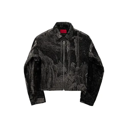 EODUP Черный Белый Жаккард Мужские Куртки