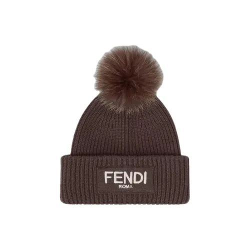 FENDI Овечья шерсть Шапки-бини Женские Коричневый