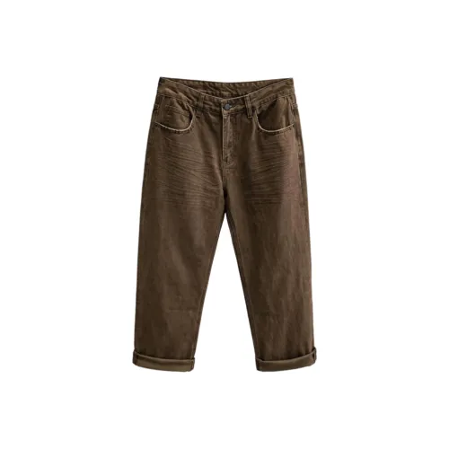 CAT'S PAW Коричневый Унисекс Джинсы