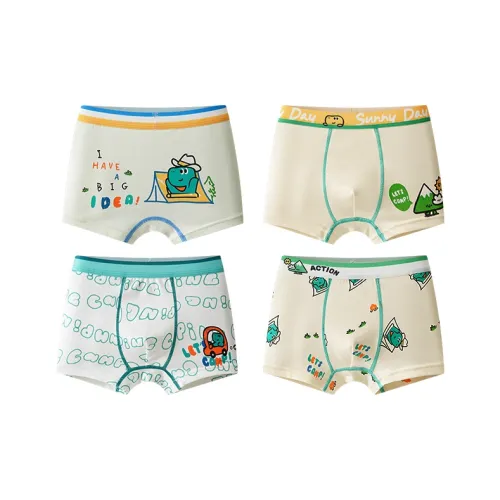 Top Melon 4 пачки [Бежево-желтый + Светло-зеленый + Бежево-желтый + Белый] Kids нижнее белье