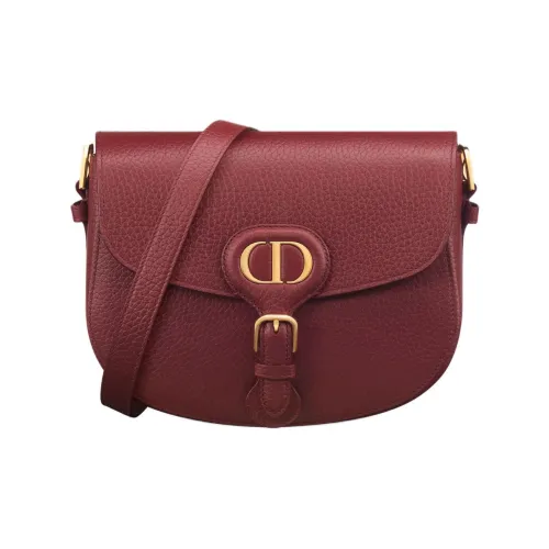 DIOR Bobby Телячья кожа Сумка-хобо Сумка через плечо Средняя Женская Бордовый Красный