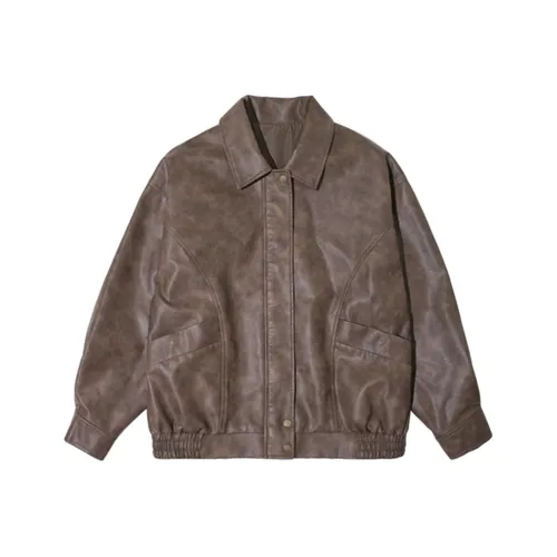 POWXV Кофе Женские Кожаные куртки