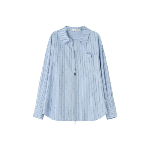 SOON FLOWER Синие полосы Узор Женские Рубашки