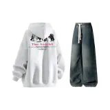 Комплект одежды (Топ в цвете Белый Фотиния Серый + Штаны в цвете Винтажный Синий)