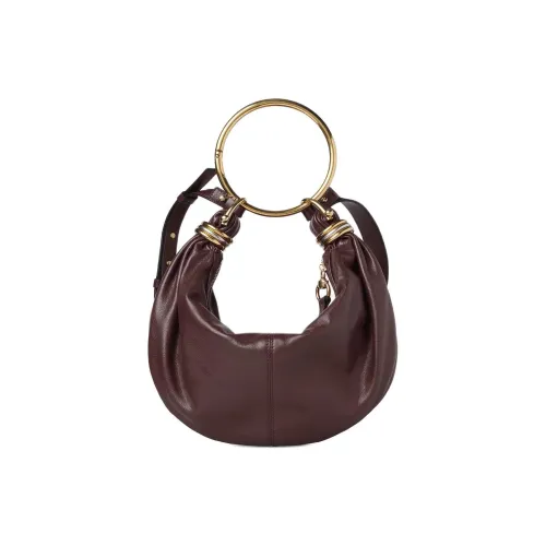 Chloe Рельефная кожа буйвола Хобо Сумка Сумка Маленькая Женская Гранат Красный