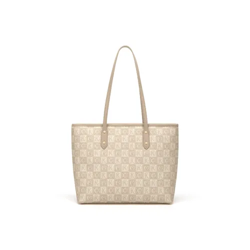 CinvaiKrose PVC Одно плечо Сумка Тоут Монограмма Тоут Большой Женский Лен Серый Хаки