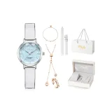 [Любовь с первого взгляда Романтическая коробка С ожерельем+Браслет+Кольцо+Ремень]-Жемчужно-голубой Озеро