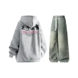 Комплект одежды (Топ темно-серый + Штаны желтого грязного цвета)