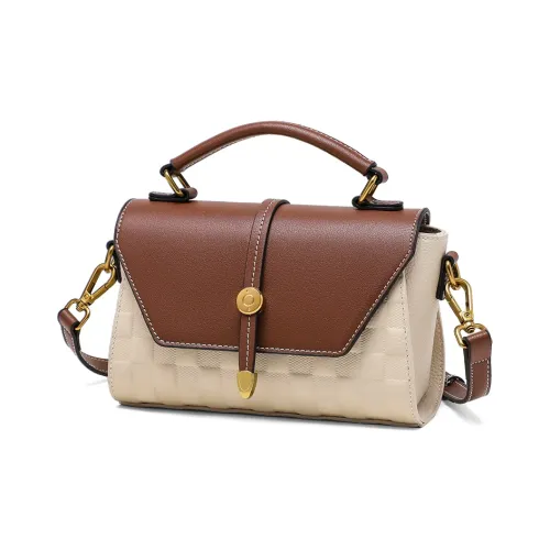 COMELY Коровья кожа Сумка Стандартная Женская Бежевая и Коричневая