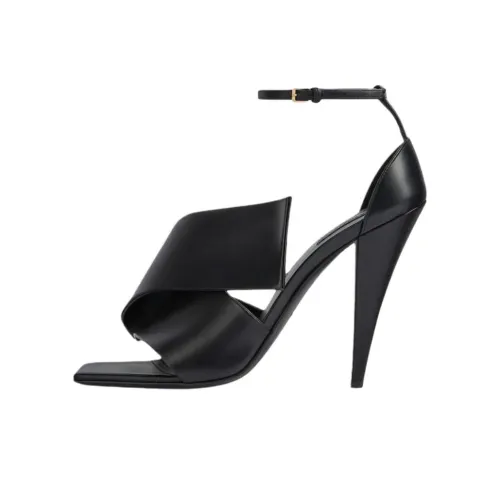 Givenchy Срезанный Квадрат Один Ремешок Сандалии 9,4CM Женские Черный