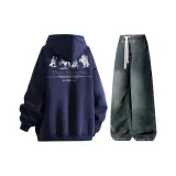 Комплект одежды (Темно-синий топ + Винтажные синие штаны)