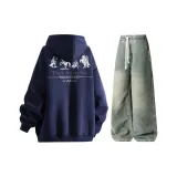 Комплект одежды (Темно-синий топ + Желтые грязные штаны)