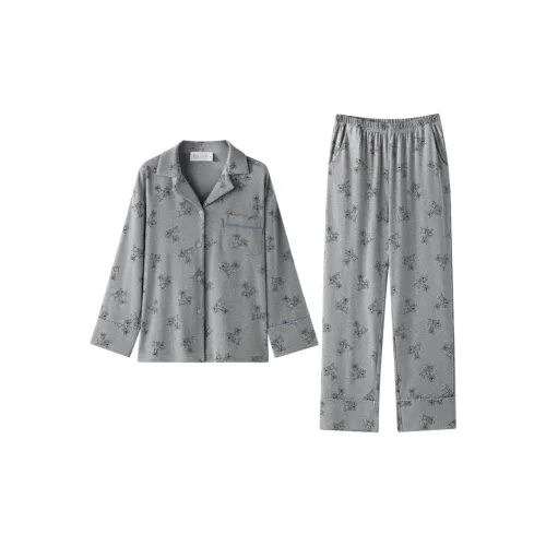MEONSILL Весенний и Осенний комплект пижам для женщин 2 предмета темно-серый