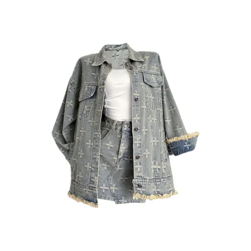 Udon House Принт Деним Женские Комплекты с Юбкой