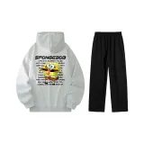 Белый, серый топ + черные штаны (с флисовой подкладкой)