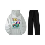 Белый, серый, топсайс, топ + черные штаны