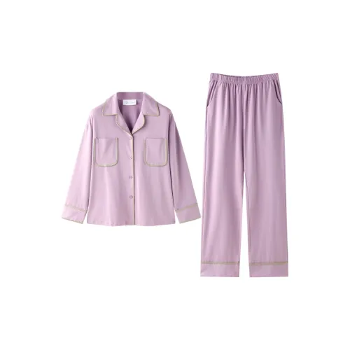 MEONSILL Весенний и Осенний комплект пижам для женщин 2 предмета светло-фиолетовый