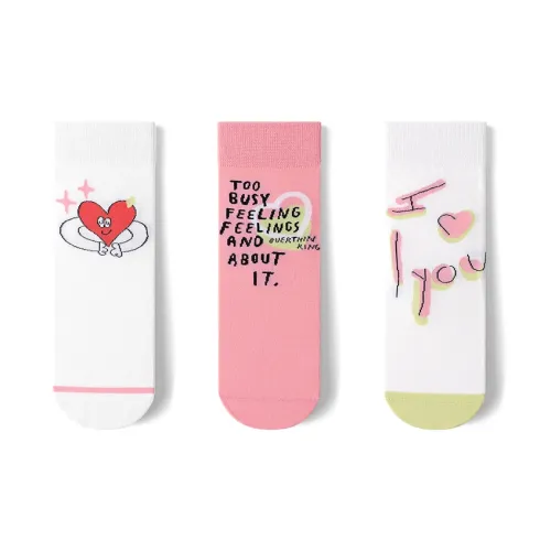 GXXX [3 шт] Red Heart + Sock Центральная часть + Зеленый Sock Топ Женские MID Носки до икры