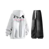 Комплект одежды (Белый Фотиния Серый Топ + Черные Штаны)