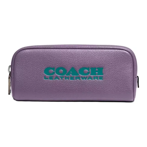 COACH Travel Kit Кожа Путешествие Косметическая Сумка Маленькая Женская Таро Фиолетовый