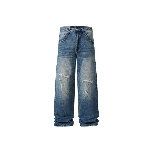 A3G4 Синий Патч Унисекс Джинсы