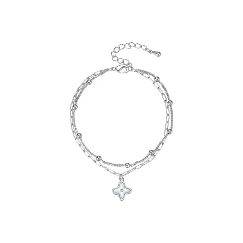 Regalrose Золотой Покрытый Медный Инкрустированный Кубический Цирконий Двойной Layer Браслет Four Leaf Clover Женские