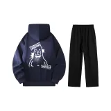 Темно-синий синий топ + черные штаны