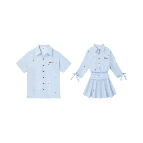 SCCREBEL OFFICIAL Светло-синий Женское Платье + Мужская Рубашка Парный Комплект
