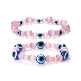 Браслет с бусинами "Глаз демона" - розовый