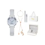 [Любовь с первого взгляда Романтическая коробка С ожерельем+Браслет+Кольцо+Ремень]-Поетический Серебристо-серый