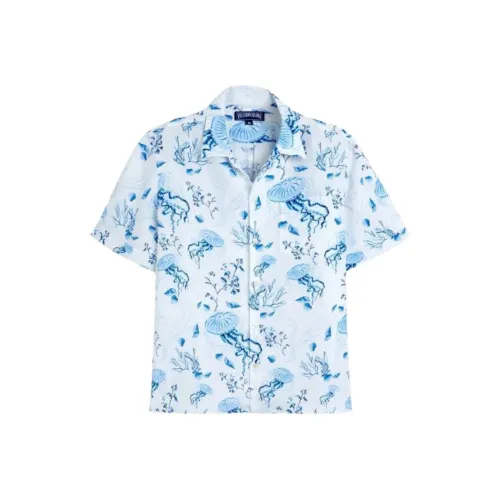 VILEBREQUIN Белый Синий Мужская Рубашка