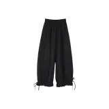 Черные штаны с кружевной отделкой и шнуровкой