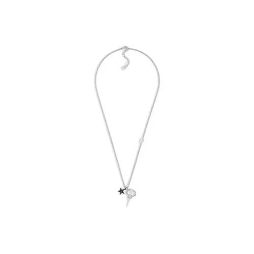 DIOR Brass Necklaces Унисекс Серебристый Черный Рутений