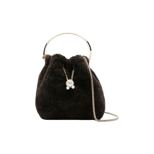 Jimmy Choo Sheepskin Wool One Shoulder Bag Mini Women's Brown
