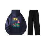 Темно-синий синий топ + черные штаны (с флисовой подкладкой)