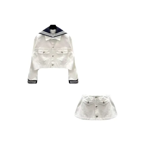 TSKIU Белый комплект женский юбка и топ